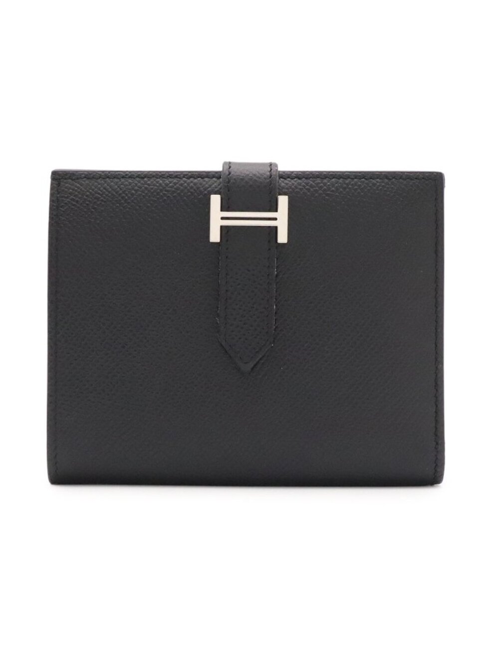 Hermes Bearn Compact Bifold Wallet Veau Epsom Black Silver